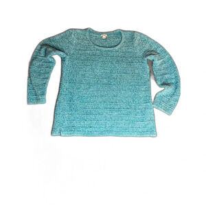 LL Bean Women's Chunky Teal Blue Sweater Size Large